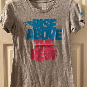 Adidas Gray Tee with Blue and Pink Graphic